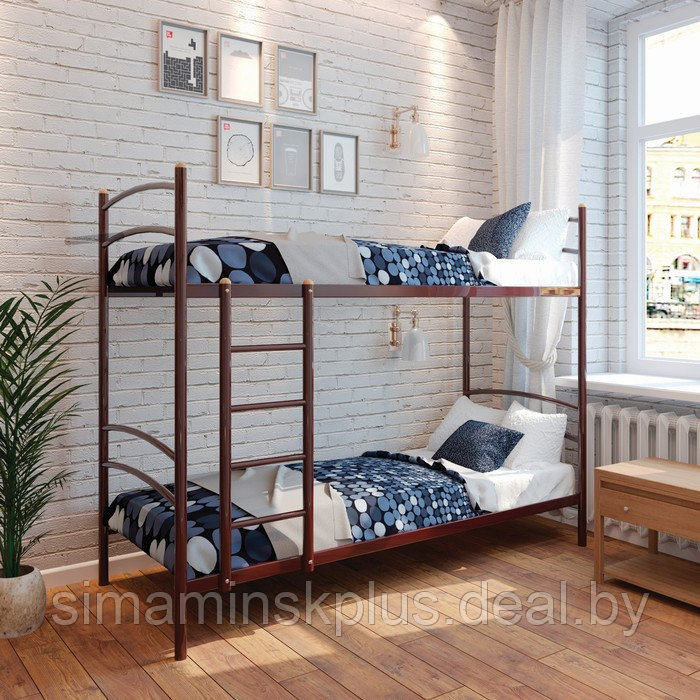Кровать «Хостел Дуо», 900 × 2000 мм, металл, цвет коричневый - фото 1 - id-p177038410