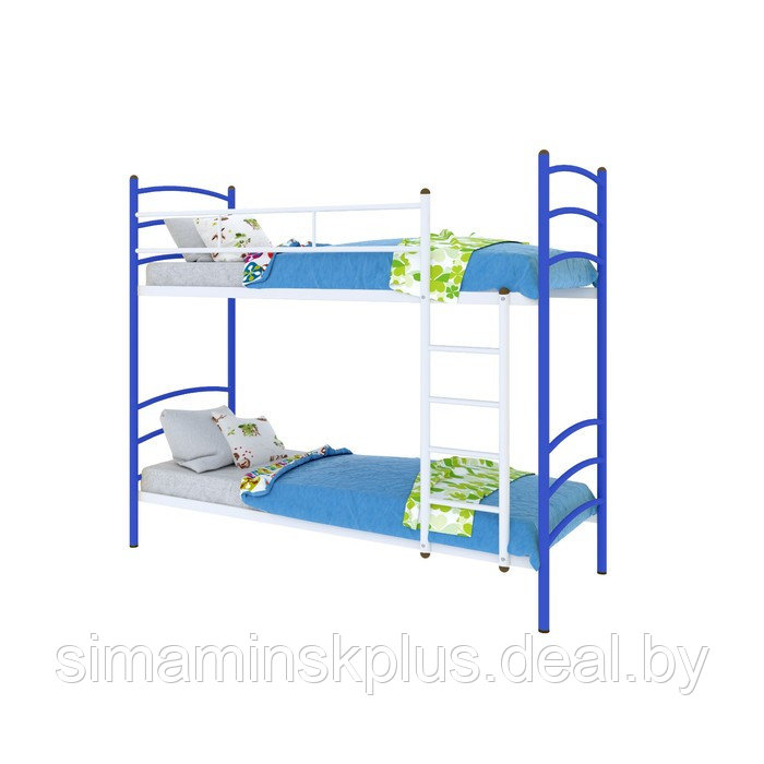 Кровать «Милана Дуо», 2000 × 900 мм, металл, цвет синий / белый - фото 1 - id-p177038425