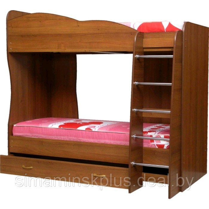 Кровать детская двухъярусная «Юниор 2», 800 × 2000 мм, лдсп, цвет итальянский орех - фото 1 - id-p177038435
