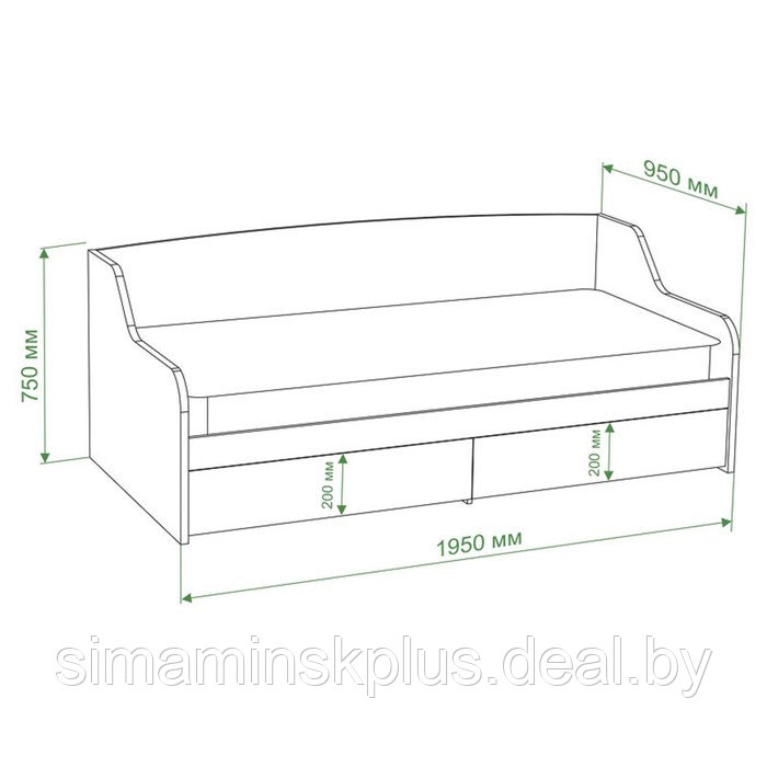 Кровать с выдвижными ящиками 900 × 1900 мм, цвет карамель / белый - фото 3 - id-p177046152