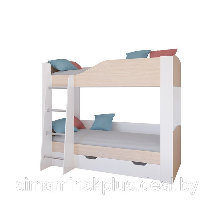 Детская двухъярусная кровать «Астра 2», цвет белый / дуб молочный - фото 2 - id-p177038449