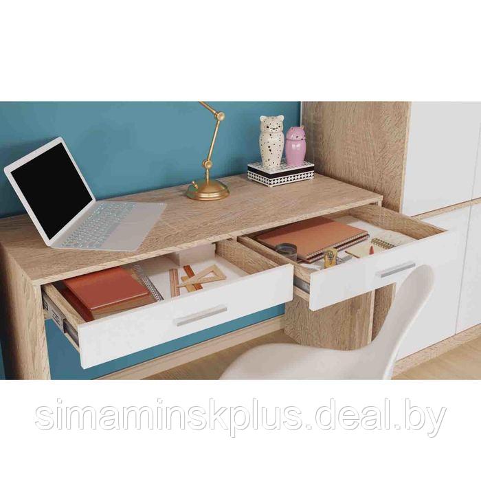 Стол письменный «Стелс 120», 2 ящика, 1200 × 500 × 750 мм, цвет дуб сонома / белый - фото 3 - id-p177039436
