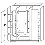 Шкаф 4-х дверный Квадро, 1600х482х2200, Венге/Лоредо, фото 2