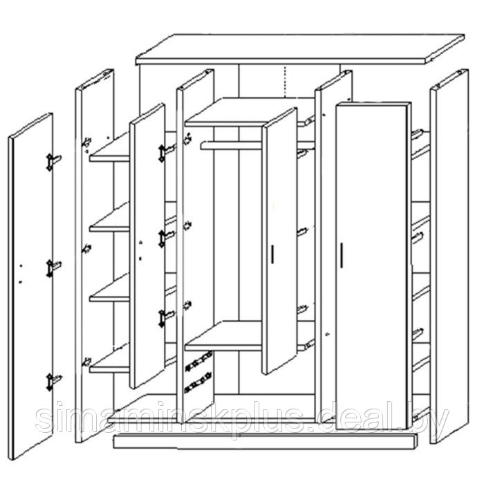 Шкаф 4-х дверный Квадро, 1600х482х2200, Венге/Лоредо - фото 2 - id-p177056619