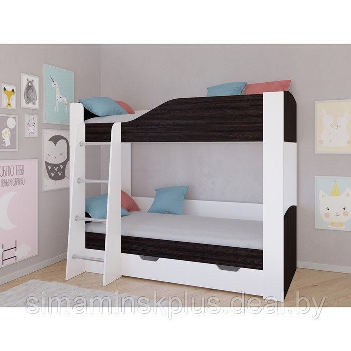 Детская двухъярусная кровать «Астра 2», цвет белый / венге - фото 1 - id-p177038455