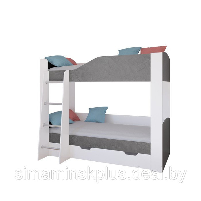 Детская двухъярусная кровать «Астра 2», цвет белый / железный камень - фото 2 - id-p177038458