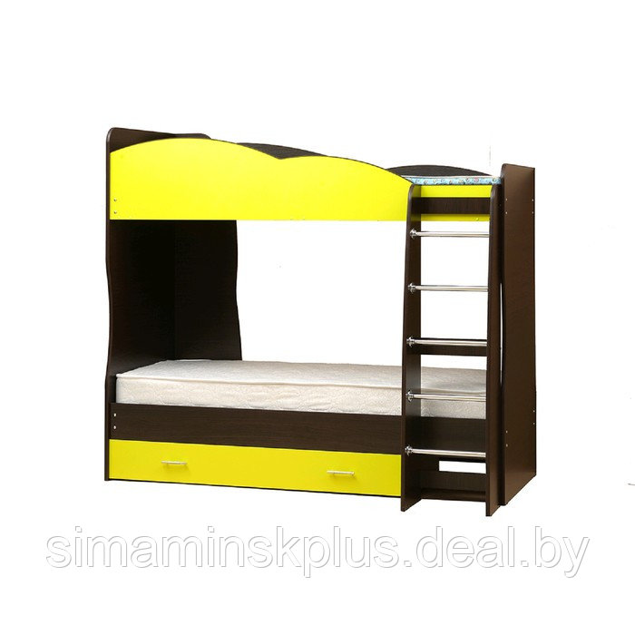 Кровать детская двухъярусная «Юниор 2.1», 800 × 2000 мм, лдсп, цвет венге / жёлтый - фото 1 - id-p177038478