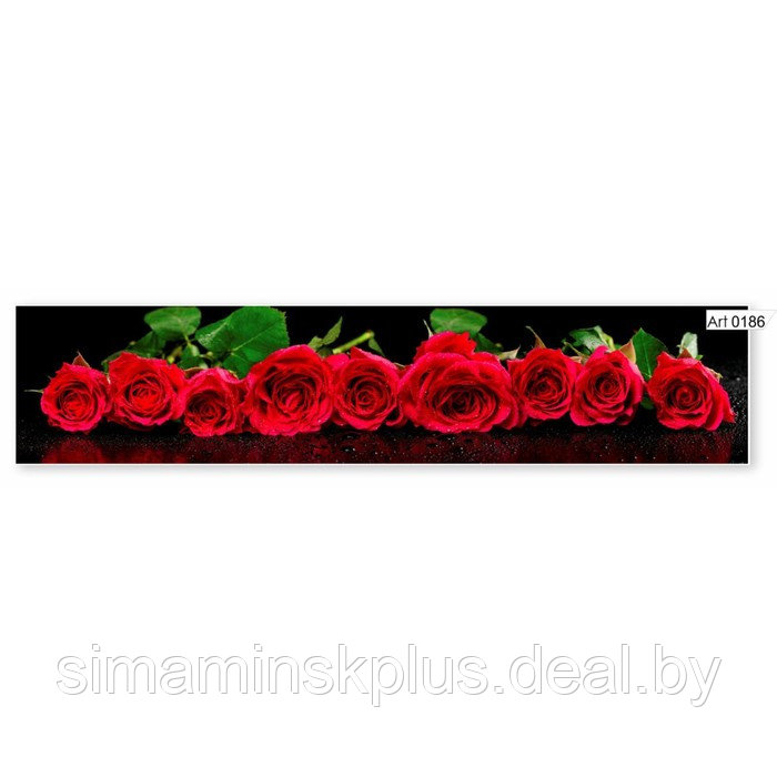 Фартук кухонный МДФ PANDA Красные розы , 0186 - фото 1 - id-p177043286
