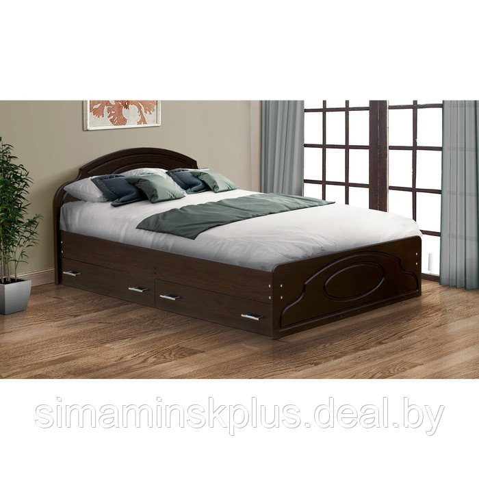 Кровать двойная с ящиками «Венеция 2», 1200 × 2000 мм, цвет венге - фото 1 - id-p177046208