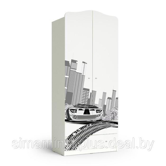 Шкаф 2-хдверный с ящиками 800*450*1890 белый, белая машина - фото 1 - id-p177039574
