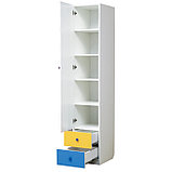 Шкаф с ящиками и зеркалом «Радуга», 400 × 490 × 2100 мм, цвет белый/жёлтый/синий, фото 2