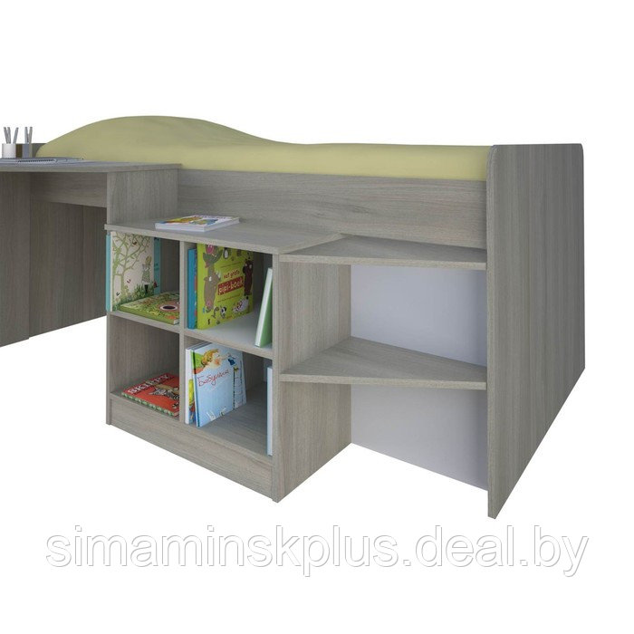Кроватка-чердак детская Polini kids Simple со столом и полками 4000, цвет вяз-белый - фото 3 - id-p177038677