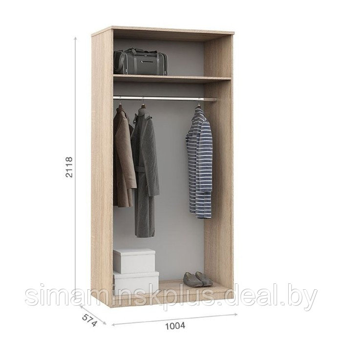 Шкаф 2-х дверный «Аврора», 1004 × 574 × 2118 мм, цвет сонома / белый - фото 2 - id-p177056887
