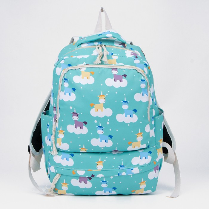 Рюкзак на молнии, сумка, косметичка, цвет бирюзовый - фото 2 - id-p177489661