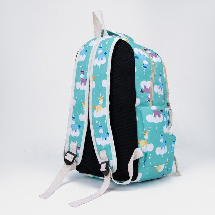 Рюкзак на молнии, сумка, косметичка, цвет бирюзовый - фото 3 - id-p177489661