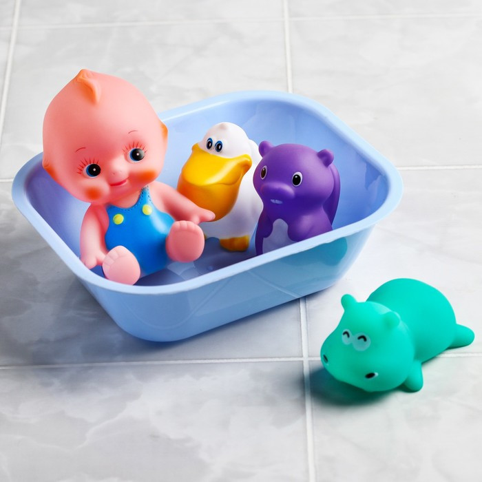 Набор игрушек для ванны «Пупс в ванне», 5 предметов, цвет МИКС - фото 1 - id-p176972499