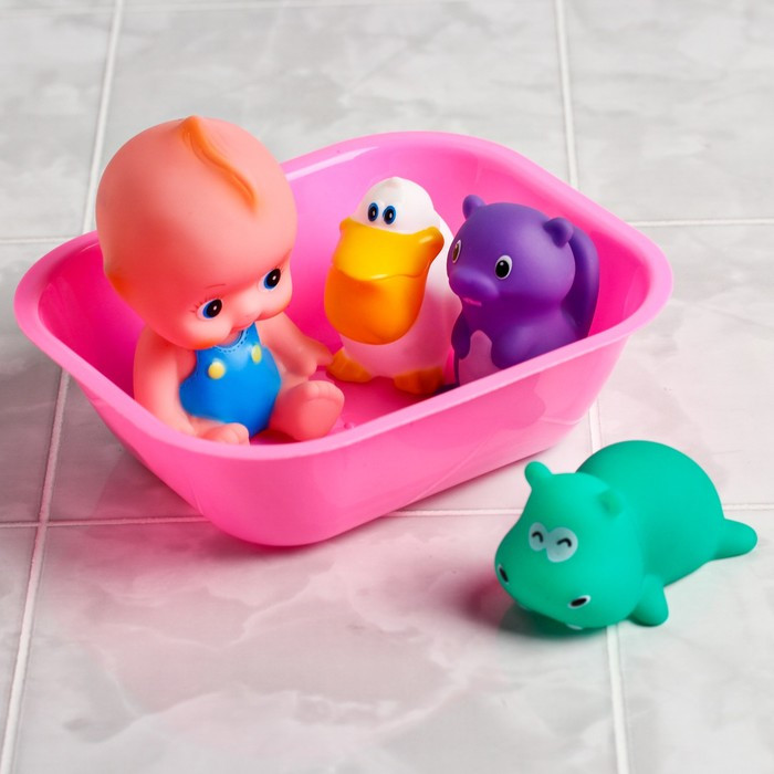 Набор игрушек для ванны «Пупс в ванне», 5 предметов, цвет МИКС - фото 3 - id-p176972499