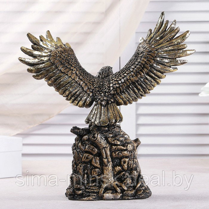Часы настольные каминные "Орел расправил крылья", 35 см, золото - фото 3 - id-p177494649