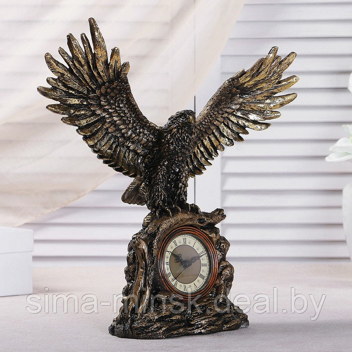 Часы настольные каминные "Орел расправил крылья", 35 см, золото - фото 2 - id-p177494649