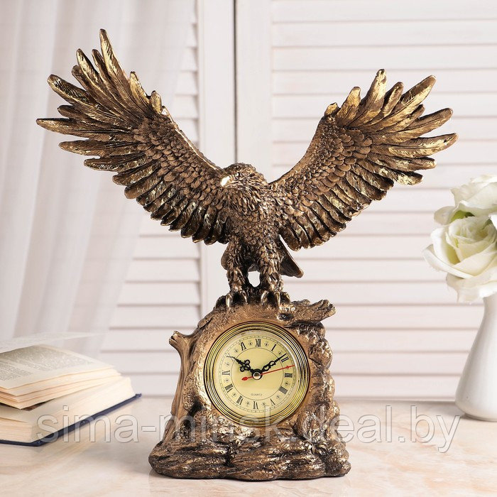 Часы настольные каминные "Орел расправил крылья", 35 см, золото - фото 4 - id-p177494649