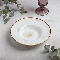 Тарелка фарфоровая для пасты Доляна Organic Gold, 150 мл, d=21 см, цвет белый