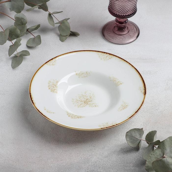 Тарелка фарфоровая для пасты Доляна Organic Gold, 150 мл, d=21 см, цвет белый - фото 1 - id-p177024310