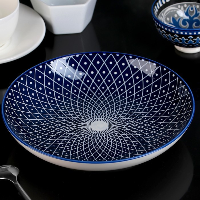 Тарелка керамическая глубокая Доляна «Бодом», d=21 см, цвет синий - фото 1 - id-p177024350