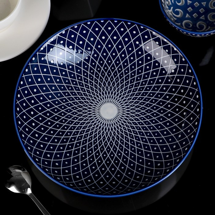 Тарелка керамическая глубокая Доляна «Бодом», d=21 см, цвет синий - фото 2 - id-p177024350