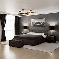 Кровать «Птичье гнездо» без ПМ, 1400 × 2000, встроенное основание, экокожа, цвет коричневый