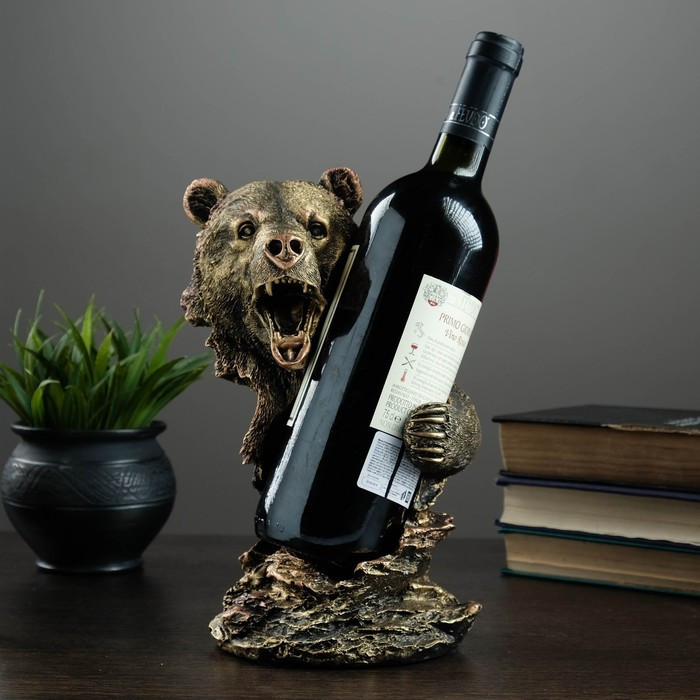 Подставка под бутылку "Медведь" бронза 15х16х25см - фото 2 - id-p177007871