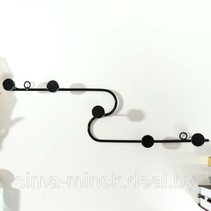 Крючки декоративные металл "Плавная линия с точками" чёрный 11,5х40 см - фото 3 - id-p177494203