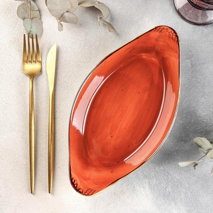 Блюдо керамическое сервировочное «Сапфир», 25,5×14×5,5 см, цвет оранжевый - фото 2 - id-p177023539