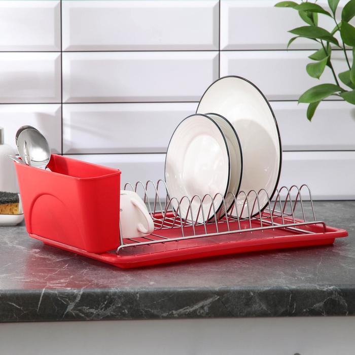 Сушилка для посуды с поддоном Доляна, 42×23×12 см, цвет МИКС - фото 1 - id-p177008041