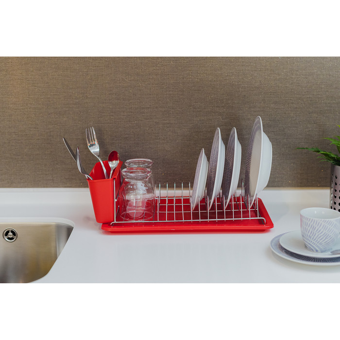Сушилка для посуды с поддоном Доляна, 42×23×12 см, цвет МИКС - фото 4 - id-p177008041