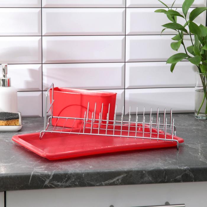 Сушилка для посуды с поддоном Доляна, 42×23×12 см, цвет МИКС - фото 6 - id-p177008041