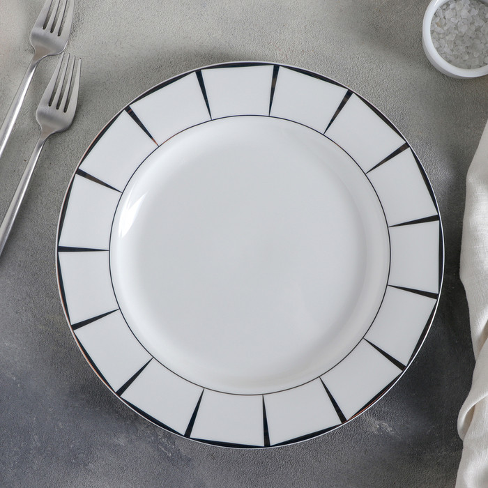 Тарелка фарфоровая обеденная «Аврора», d=27 см, цвет белый - фото 1 - id-p177024662