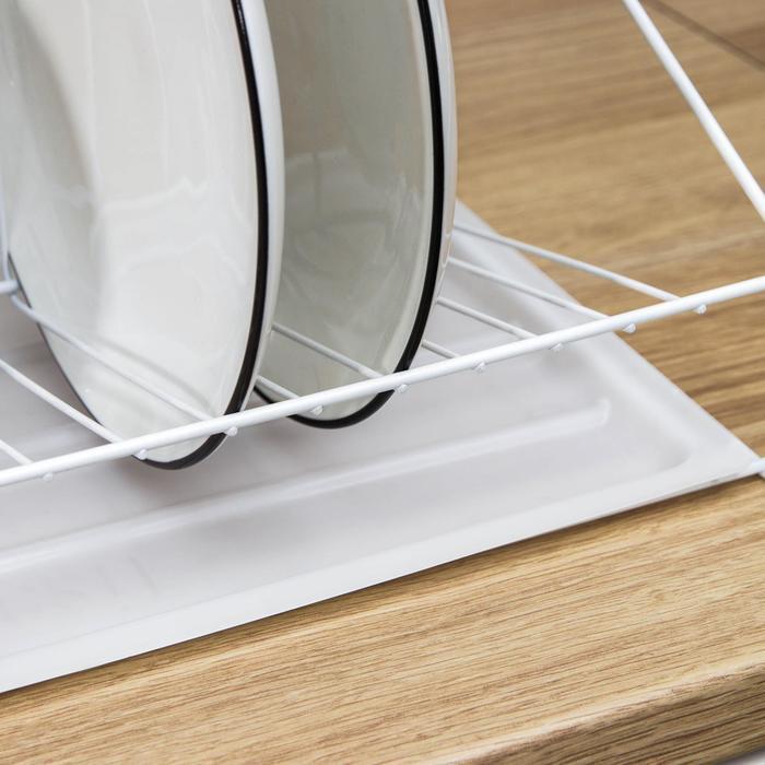Сушилка для посуды с поддоном, 38×24×37 см, цвет белый - фото 4 - id-p177008056