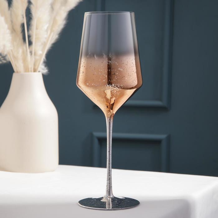 Бокал стеклянный для вина «Мерцание», 500 мл, 8,5×25 см, цвет золотой - фото 1 - id-p177026876