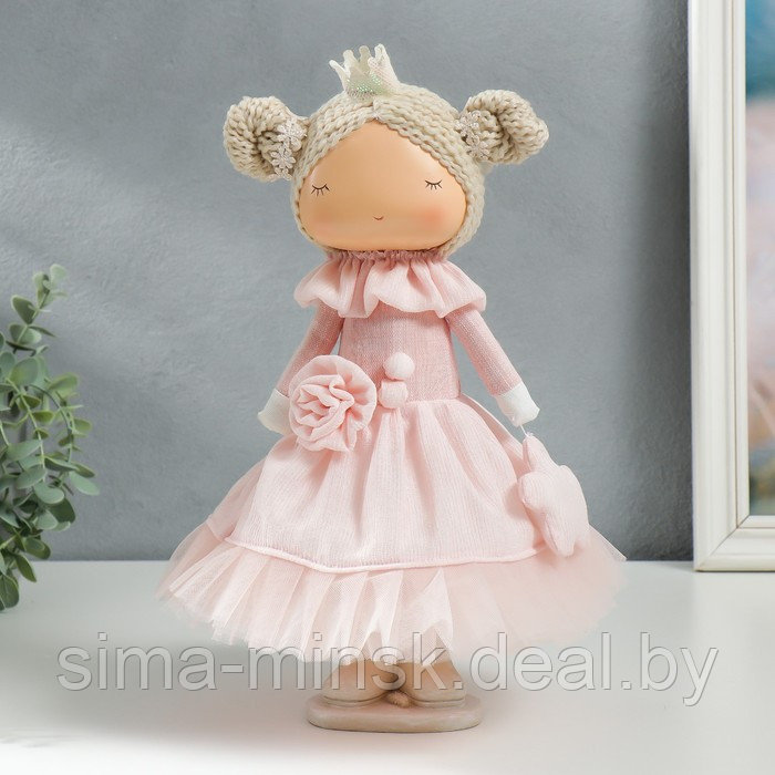 Кукла интерьерная "Маленькая принцесса в розовом, с цветком" 35х15,5х17 см - фото 1 - id-p177495332