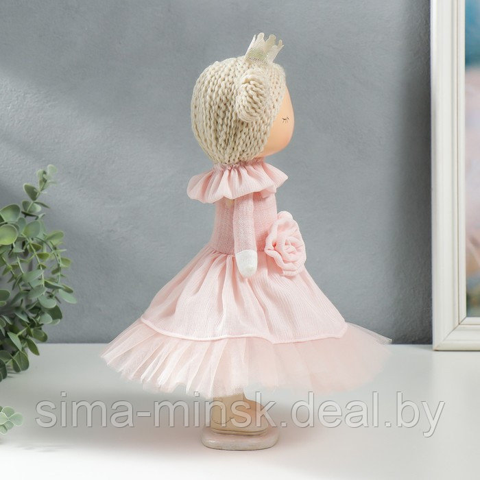 Кукла интерьерная "Маленькая принцесса в розовом, с цветком" 35х15,5х17 см - фото 2 - id-p177495332