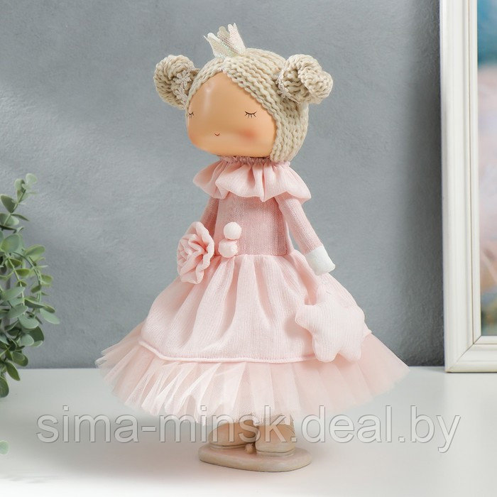 Кукла интерьерная "Маленькая принцесса в розовом, с цветком" 35х15,5х17 см - фото 4 - id-p177495332