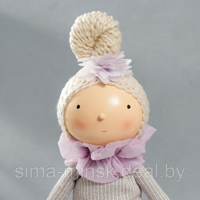 Кукла интерьерная "Малышка в сиреневом наряде, с корзиной цветов" 45,5х17х19 см - фото 5 - id-p177495336