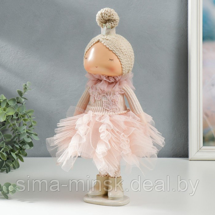 Кукла интерьерная "Малышка-принцесса в розовом платье, с медведем" 37,5х15х18,5 см - фото 4 - id-p177495338