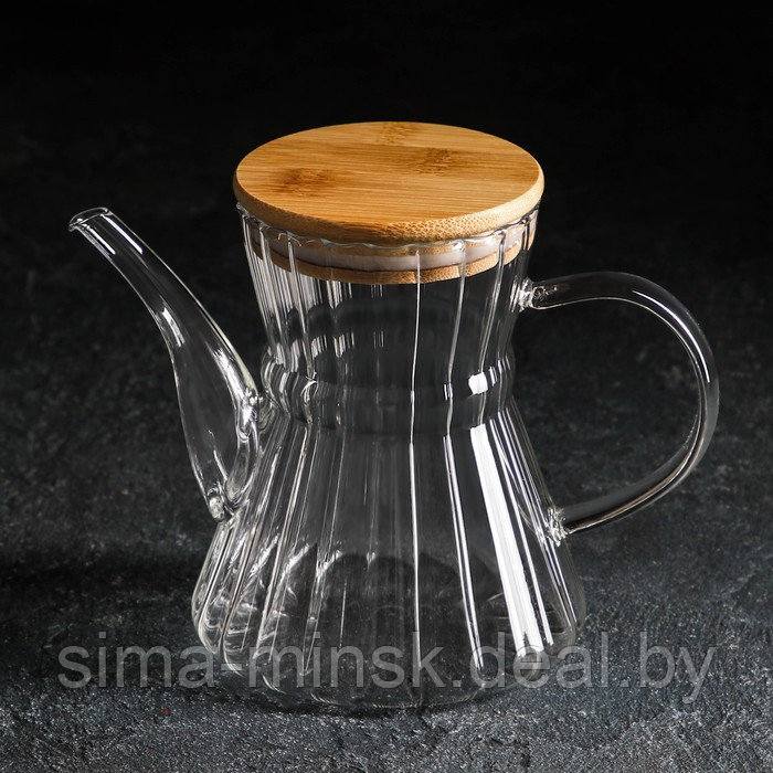 Чайник стеклянный заварочный с бамбуковой крышкой «Эко. Восток», 600 мл, 18×11,5×14 см, без сита - фото 1 - id-p154036327