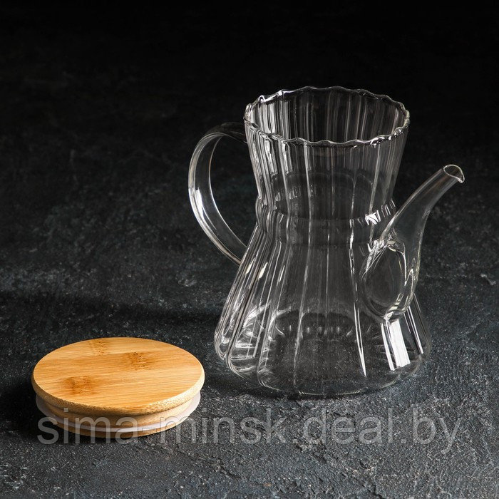 Чайник стеклянный заварочный с бамбуковой крышкой «Эко. Восток», 600 мл, 18×11,5×14 см, без сита - фото 2 - id-p154036327