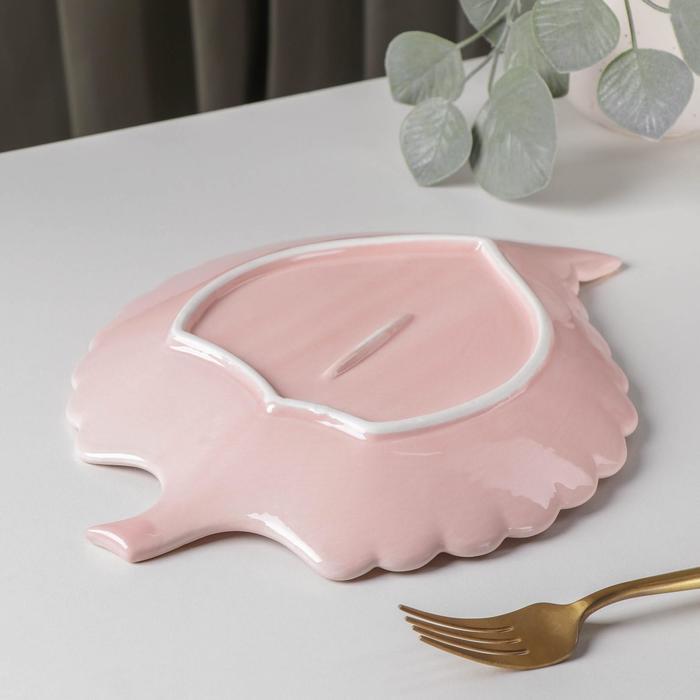 Блюдо керамическое сервировочное «Рапсодия. Лист», 26,5×20,5×2,5 см, цвет розовый - фото 3 - id-p177023799