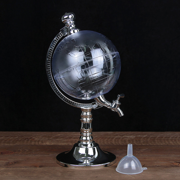 Башня пивная с воронкой «Земной шар», 1,9 л, цвет серебряный - фото 4 - id-p177004071