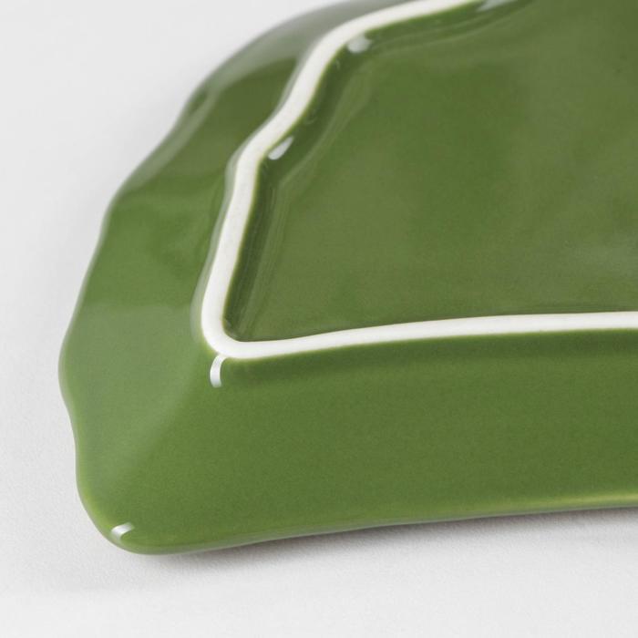 Блюдо керамическое сервировочное «Лист», 26×20 см, цвет зелёный - фото 3 - id-p177023798
