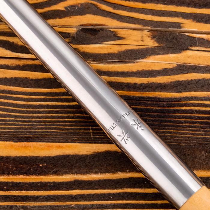 Шумовка для казана узбекская 47см, диаметр 12см, светлая деревянная ручка - фото 3 - id-p177007238