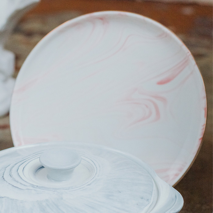Тарелка керамическая обеденная «Мрамор», d=25 см, цвет розовый - фото 4 - id-p177024989